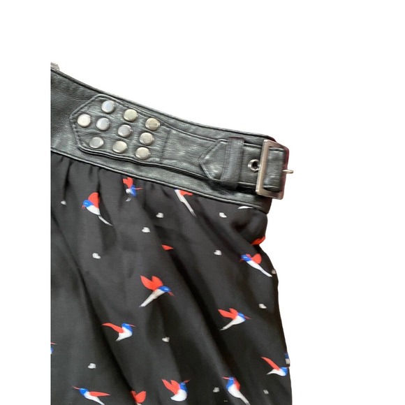 Torrid Hummingbird Skirt chiffon Leather Studded Black Plus Women 20 Bird - Picture 8 of 14